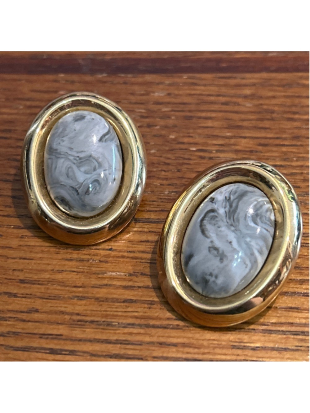 Women's Monet Clip-On Earrings One Size Grey swirl lucite Gold